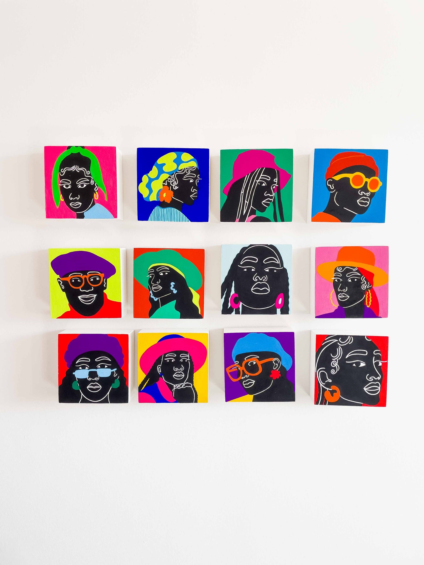 12 Colorful Bricks – Pop Art Portrait Series in Vibrant Colors Painting